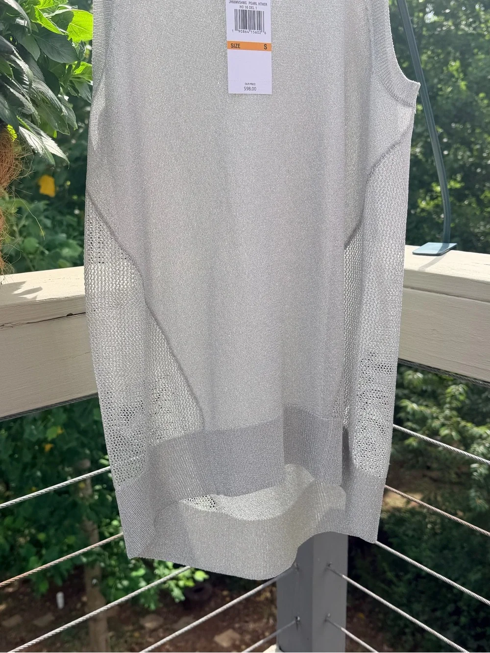 Michael Kors Sleeveless Sheer Metallic Silver Designer Cocktail Dressy Blouse